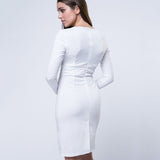 Elegant Kim Kardashian Solid White Dress