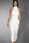 Elegant Kim Kardashian Solid White Dress