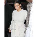 Elegant Kim Kardashian Solid White Dress