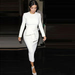 Elegant Kim Kardashian Solid White Dress