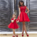 Red short Mother Daughter Dresses