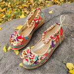 Beaded Strap Colorful Floral Cotton Shoes