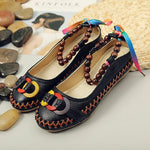 Beaded Strap Colorful Floral Cotton Shoes