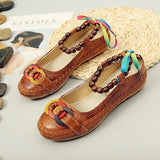 Beaded Strap Colorful Floral Cotton Shoes