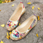 Beaded Strap Colorful Floral Cotton Shoes