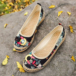 Beaded Strap Colorful Floral Cotton Shoes