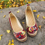 Beaded Strap Colorful Floral Cotton Shoes