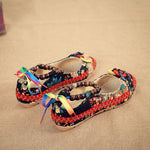 Beaded Strap Colorful Floral Cotton Shoes