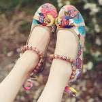 Beaded Strap Colorful Floral Cotton Shoes