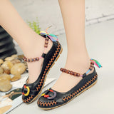 Beaded Strap Colorful Floral Cotton Shoes