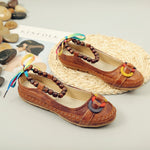 Beaded Strap Colorful Floral Cotton Shoes