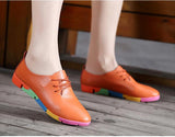 breathable genuine leather flats shoes