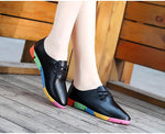 breathable genuine leather flats shoes