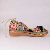 Beaded Strap Colorful Floral Cotton Shoes