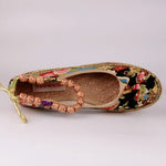 Beaded Strap Colorful Floral Cotton Shoes