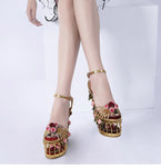 Phoentin gold flower sandals