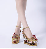 Phoentin gold flower sandals