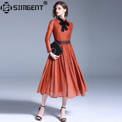 Elegant Vintage Stand Collar Dress