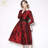 Vintage Red Jacquard Dress