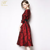 Vintage Red Jacquard Dress