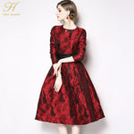 Vintage Red Jacquard Dress