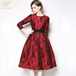 Vintage Red Jacquard Dress