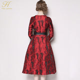 Vintage Red Jacquard Dress