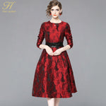 Vintage Red Jacquard Dress