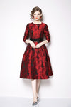 Vintage Red Jacquard Dress