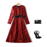 Vintage Red Jacquard Dress