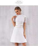 Elegant White Short Sleeve Dress