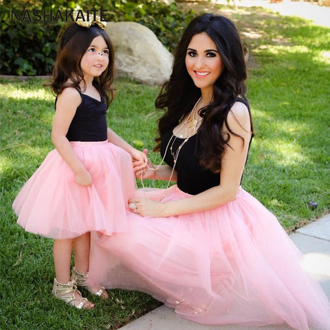 Mom and Daughter Pink Princess Dress