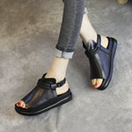 Black Genuine Leather Sandal