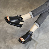 Black Genuine Leather Sandal