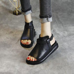 Black Genuine Leather Sandal