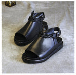 Black Genuine Leather Sandal