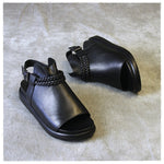 Black Genuine Leather Sandal