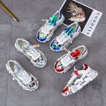 Mixed Colors Round Toe Sneakers