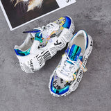 Mixed Colors Round Toe Sneakers
