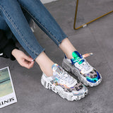 Mixed Colors Round Toe Sneakers