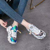 Mixed Colors Round Toe Sneakers
