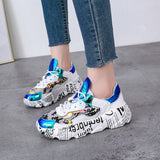 Mixed Colors Round Toe Sneakers