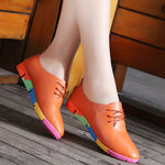 breathable genuine leather flats shoes