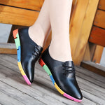 breathable genuine leather flats shoes