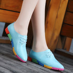 breathable genuine leather flats shoes